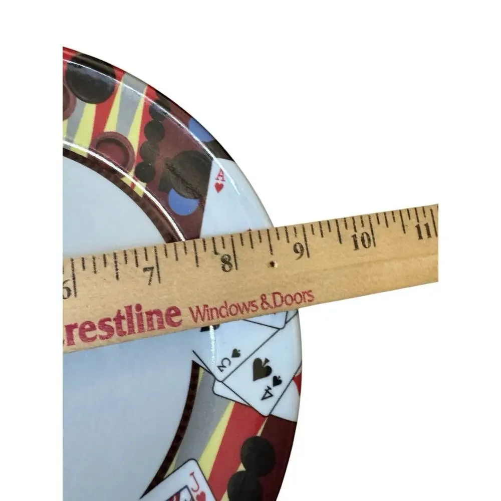 Gibson Casino Poker Chips Playing Cards Salad Plates Set of 4 Vegas Party Decor‎